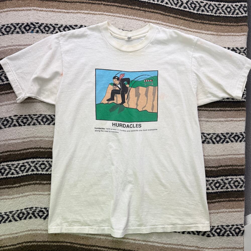 Vintage 80s Hurdacles Hurdles & Obstacles One Must Overcome For Success Shirt XL